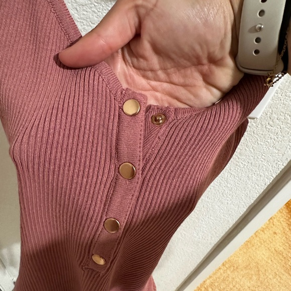 Love Tree Rust Ribbed Button-Front Tank Bodysuit - Picture 3 of 5